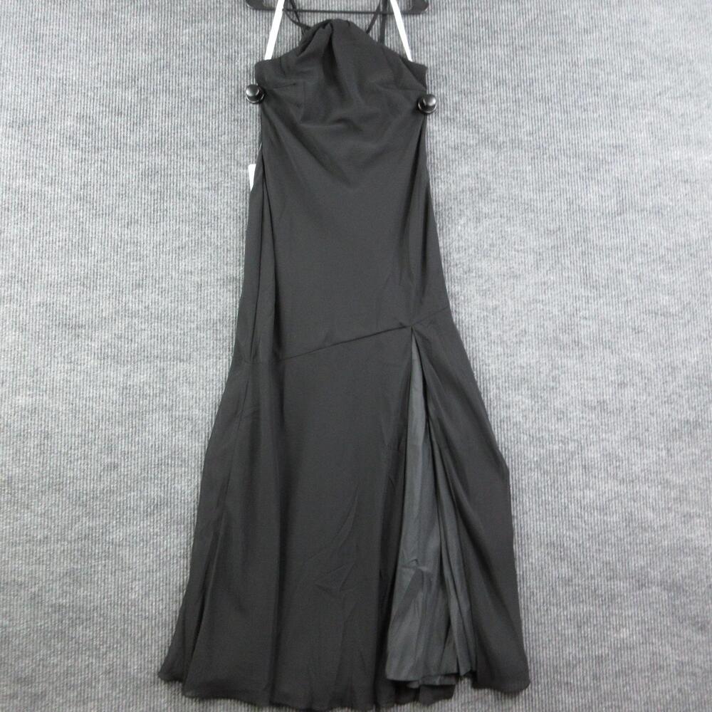 Azazie Dress Womens 8 Black Mermaid Kinsley Long Formal Wedding Chiffon NWT